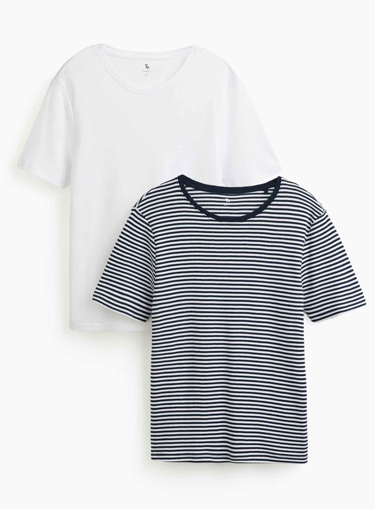 Striped Slim Fit T-Shirts 2 Pack 24 - Image 1 thumbnail